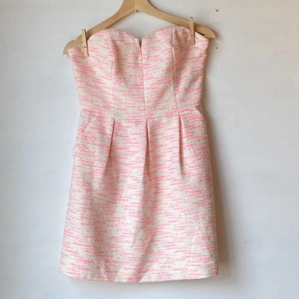 Anthropologie Moulinette Soeurs Tweed Pink & Metallic Strapless Dress Size 4 - Picture 2 of 4